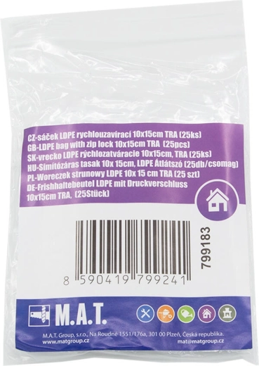 LDPE gyorszáras tasakok 10 × 15 cm, átlátszó (25 db)