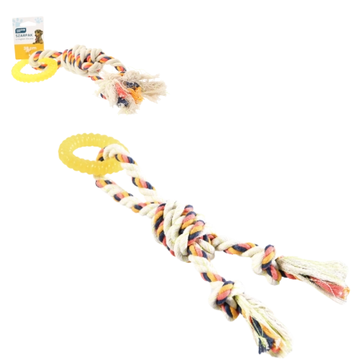 Tartós kutyajáték kötél gyűrűvel, 38 cm