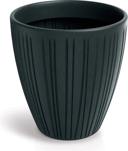 Barázdált Fero Round virágcserép 40 cm, sötétszürke