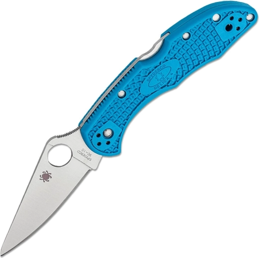 Spyderco Delica 4 kék EDC zsebkés sík leélezéssel, VG-10, Satin