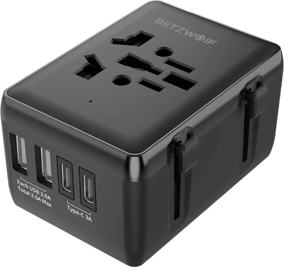 BlitzWolf 4 az 1-ben utazó adapter USB‑C-vel és 20 W PD-vel