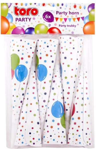 Papír parti trombiták 19 cm, 6 db