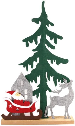 Nemez karácsonyi dekoráció: Mikulás szánon, 32 cm