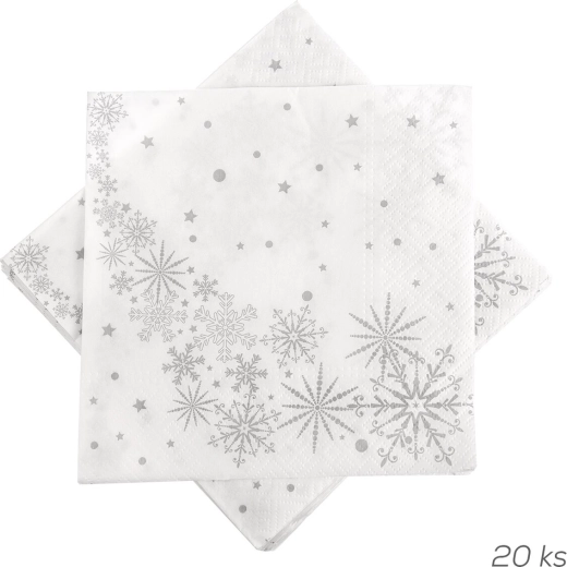 Papír szalvéták csillag és hópehely mintával 33 × 33 cm (20 db)