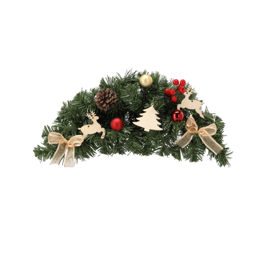 Függő karácsonyi koszorú 46 cm piros–arany színben
