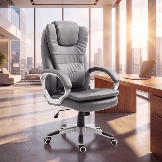 Ergonomikus szürke irodai szék magas háttámlával