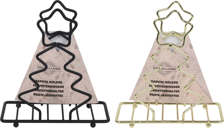Szalvétatartó Karácsonyfa arany/fekete