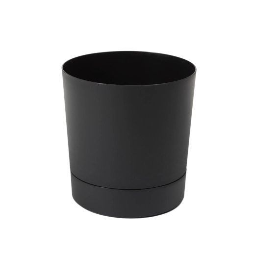 Aura virágcserép alátéttel, 20 cm, fekete matt