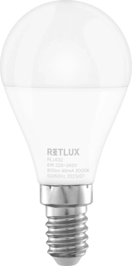 Retlux LED mini gömbizzó E14 6 W meleg fehér
