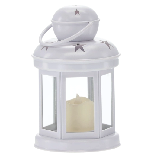 Dekoratív LED lámpás csillag alakú kivágásokkal 10 × 10 × 19 cm