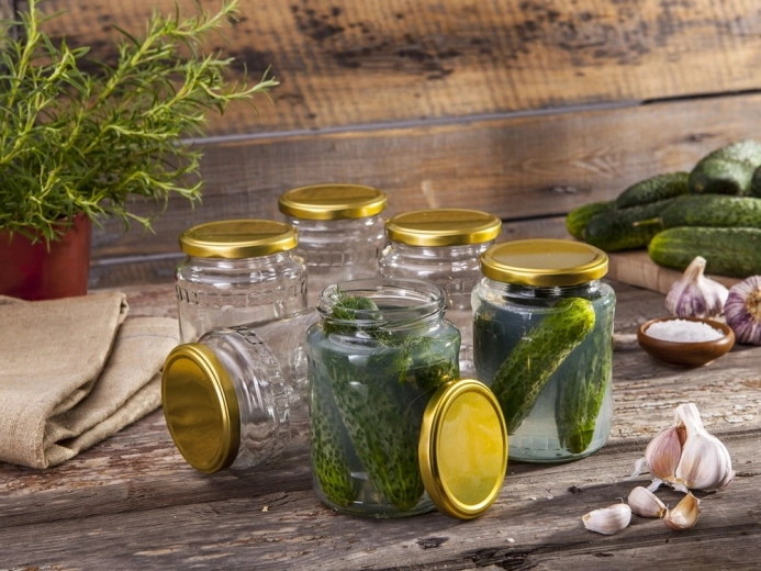 6 db-os, 720 ml-es befőttesüveg készlet arany fedőkkel, Ø 82