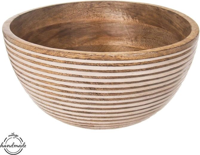 Mangófából készült fa tál, 25 cm, 3 l