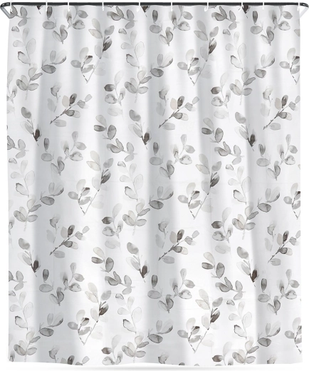 Zuhanyfüggöny kampókkal, vízálló, növényi minta 180 × 180 cm