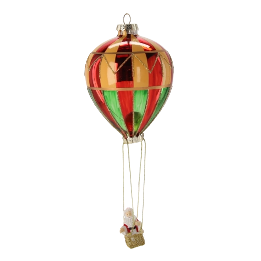 Üveg karácsonyfadísz hőlégballon 8 × 10,7 cm, 6 darabos készlet