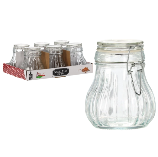 Üveg, kerek doboz 270 ml mechanikus zárófüllel és szilikon tömítéssel