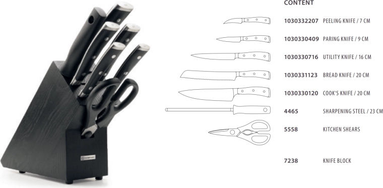 Wüsthof Classic Ikon késszett blokkban, 7 részes, fekete kőris