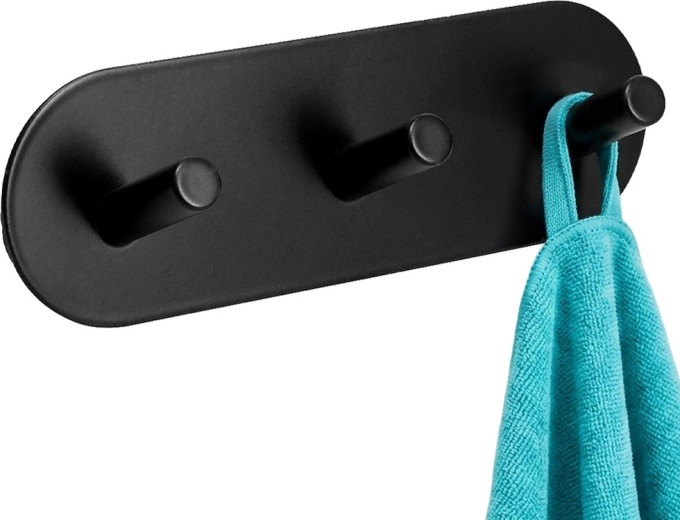 Storage Solutions öntapadós fém falikampó, fekete, hármas 15 × 5 × 3,5 cm