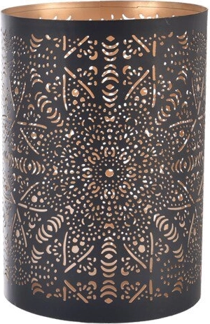 Mandala fekete-arany fém gyertyatartó 12 cm