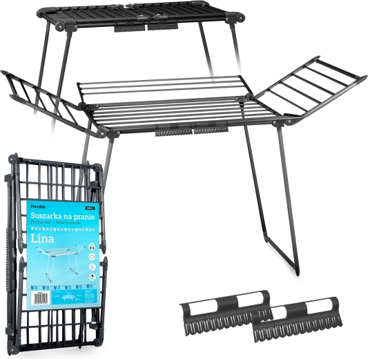 Massido Lina 22 m fekete, összecsukható álló ruhaszárító
