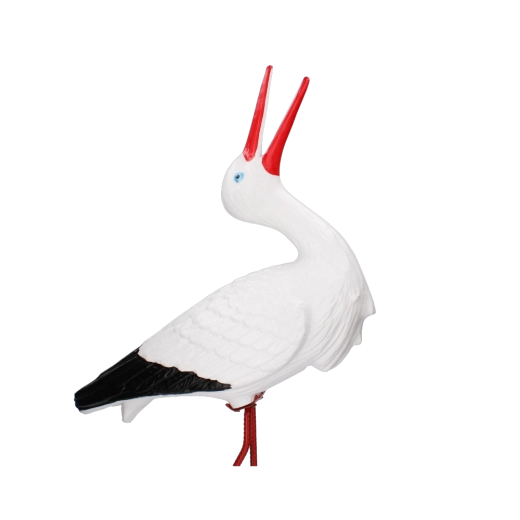 Műanyag kerti gólyafigura fém lábon