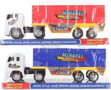 Műanyag teherautó utánfutóval, lendkerekes