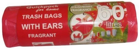 Füles szemeteszsákok 60 l, 60 × 72 cm, eper illat (18 db)