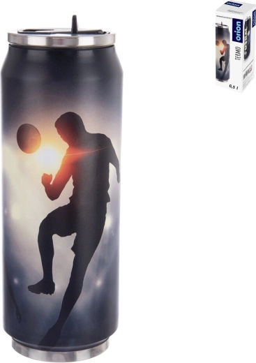 Rozsdamentes acél termosz doboz formában, 0,5 l, focis mintával