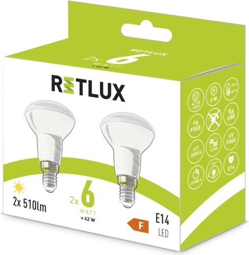 Retlux LED reflektoros izzó R50 E14 meleg fehér - 2 db