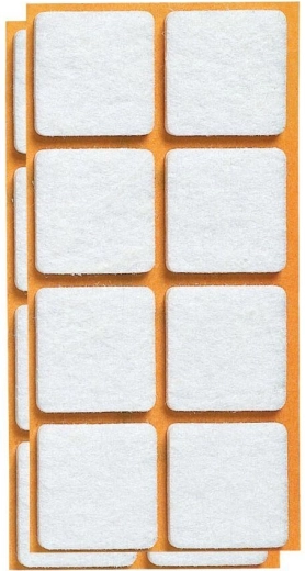 Öntapadós filc bútoralátétek 25 × 25 mm, fehér (16 db)