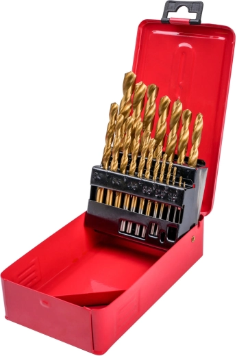 HSS-TiN fémfúrókészlet 1–10 mm, 19 darab
