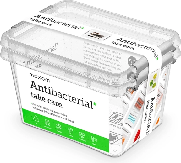Moxom Antibacterial antibakteriális szett 2 db átlátszó ételtároló doboz 2 l