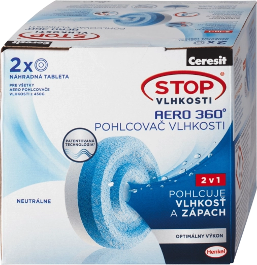 Ceresit Stop Nedvesség Aero 360° csere tabletták 2×450 g, semleges illat