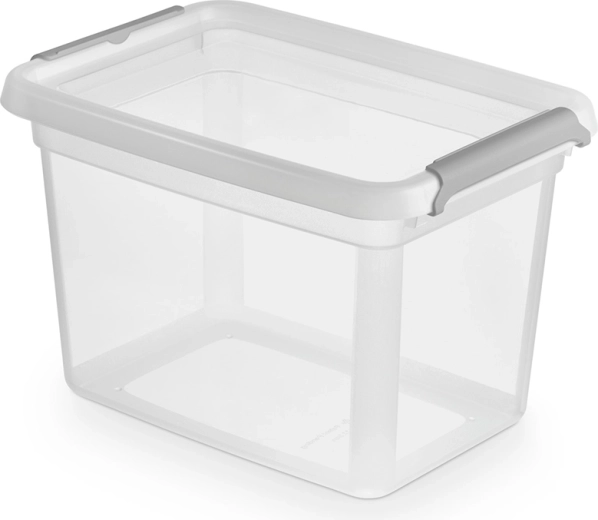 Basestore tárolódoboz fedéllel és rögzítőcsipeszekkel, 2 l
