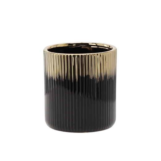 Arany-fekete kerámia kaspó 15 x 15 x 16 cm