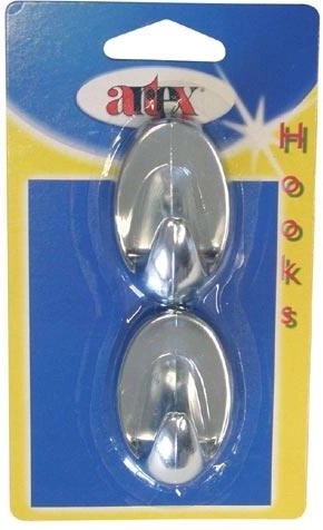 Öntapadó ovális nagy kampók, ezüst, 2 db