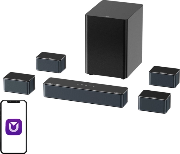 Ultimea Poseidon D80 Boom soundbar mélynyomóval és 4 műholdas hangfallal (7.1, Dolby Atmos)
