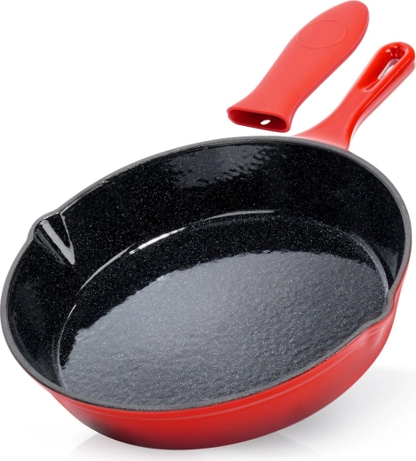 öntöttvas serpenyő zománccal és szilikon húzattal cast enamel 25 cm