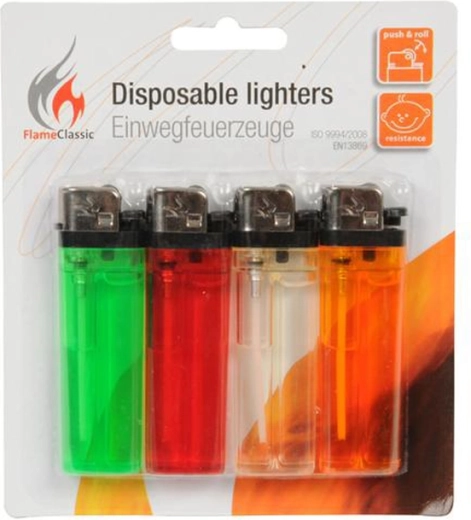 Eldobható öngyújtók – színmix, 4 darabos készlet