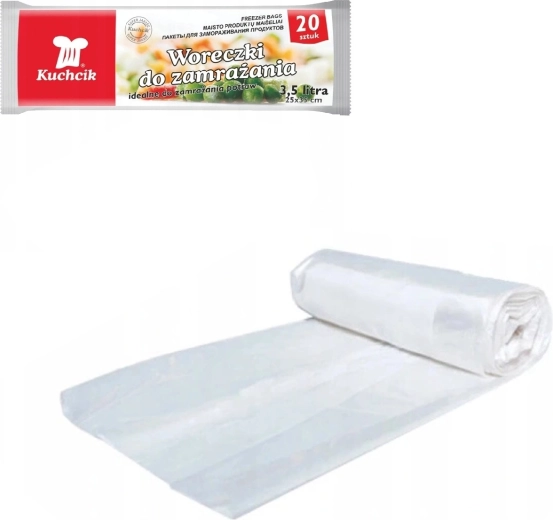 KUCHCIK élelmiszerfagyasztó zacskók 25 × 35 cm, 3,5 l, 20 db