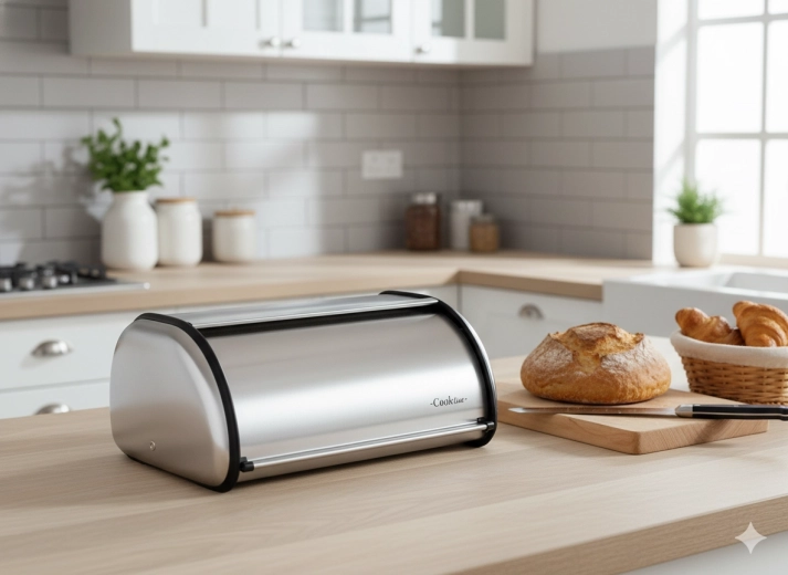 fém Ginepro kenyértartó, matt ezüst, 36 × 23 × 14,5 cm