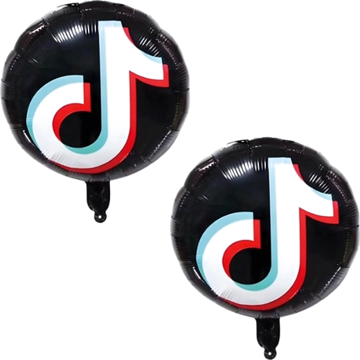 TikTok léggömb szett – hangjegy és csillagok, 5 db