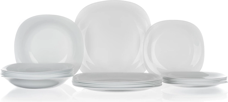 PARMA 18 részes fehér üveg étkészlet