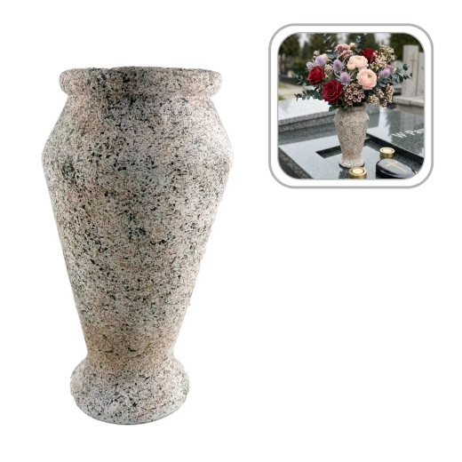Cement temetői váza gránit hatású felülettel, 28 cm