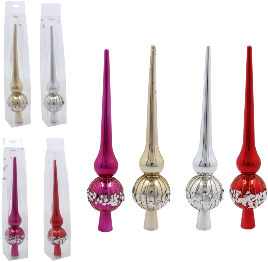 Üveg karácsonyfa-csúcs 25 cm