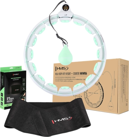 HMS súlyozott és számlálós fitness hullahopp karika + karcsúsító neoprén öv készlet