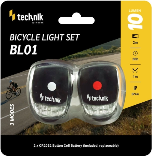 Technik kerékpárlámpa-készlet szilikon borítással (első és hátsó)