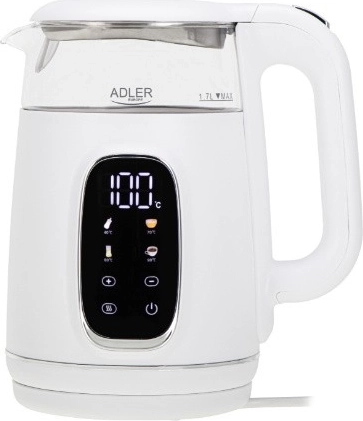Adler elektromos vízforraló hőmérséklet-szabályozással, 1,7 l