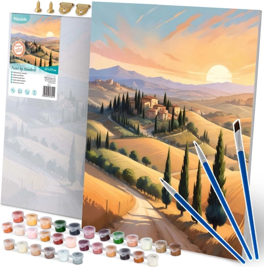 Számozott kifestő 40 × 50 cm Massido tájkép vásznon, kerettel