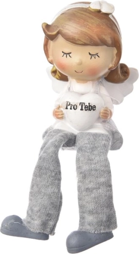 „Neked” ülő angyal szürke polystone-ból