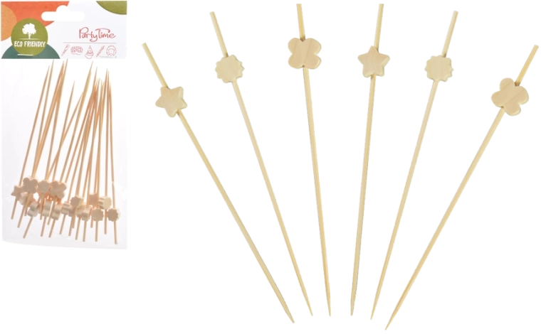 24 darabos dekoratív falatpálcika készlet, 15 cm, fa, FSC
